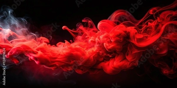 Fototapeta Captivating Portrait of Red Steam on Black Background Evoking Mystery and Intrigue in Abstract Art Photography