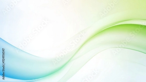 Fototapeta Soft Flowing Waves in Blue and Green Tones for Modern Backgrounds