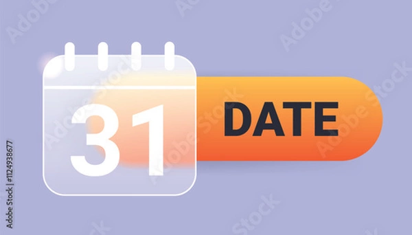 Obraz Glass morphism calendar date button. Vector planning pop up notification element