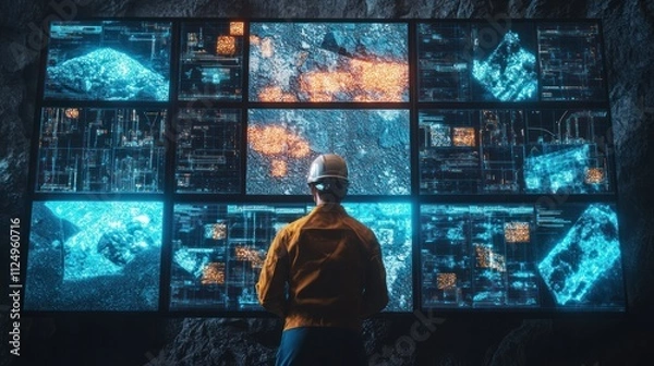 Fototapeta Blockchain-powered supply chain monitoring screens, ensuring traceability of raw materials from mine to product