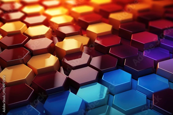 Fototapeta Fantastic Futuristic technology hexagon pattern glowing glossy abstract background texture