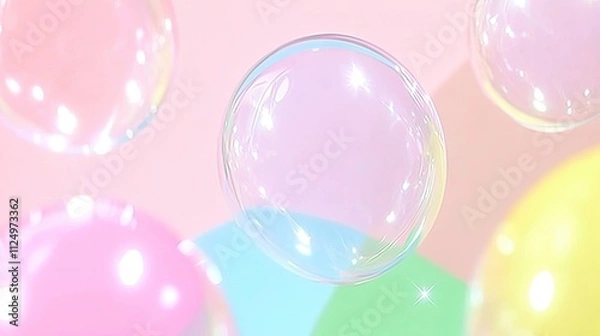 Fototapeta Ethereal, floating orbs in a sea of pastel gradients, suggesting gentle movement and a feeling of balance.