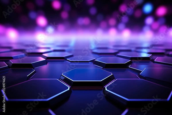 Fototapeta Incredible Hexagon blue and violet pattern for abstract futuristic design