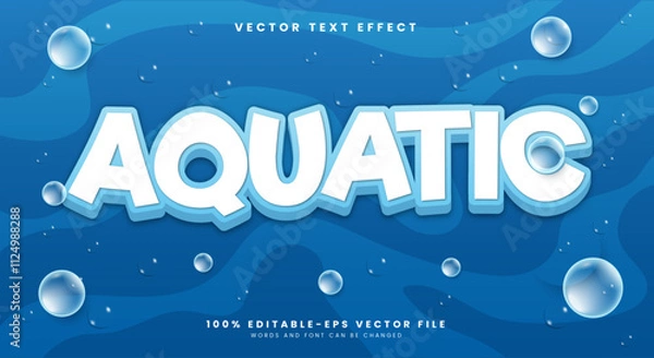 Fototapeta Aquatic 3d editable text effect Template with Under water background