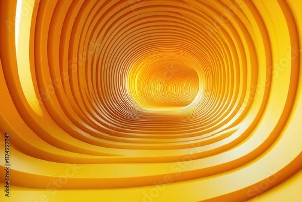 Obraz A vibrant, abstract tunnel with smooth, wavy lines in shades of yellow.