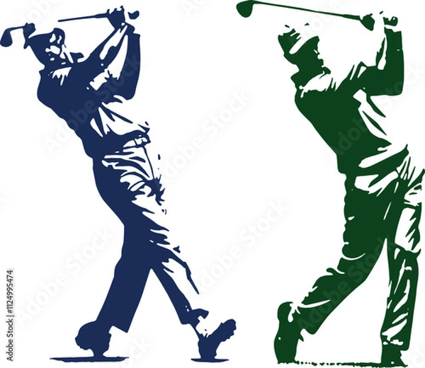 Fototapeta Golfer Golfing Swin Sport Vector Illustration Set