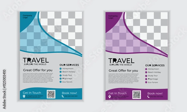 Obraz Simple modern corporate travel flyer or travel poster template layout design for print