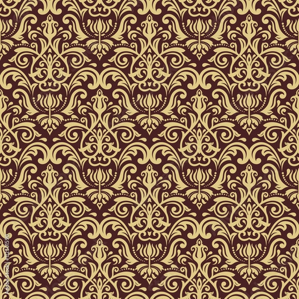 Fototapeta Oriental vector golden classic pattern. Seamless abstract background with repeating elements