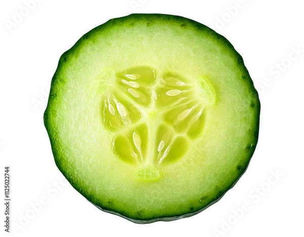 Obraz slice of cucumber isolated on transparent background, flatlay camera
