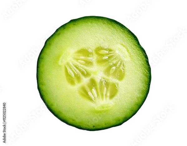 Obraz slice of cucumber isolated on transparent background, flatlay camera