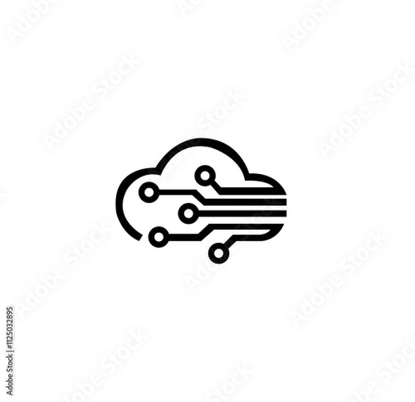 Obraz Cloud icon circuit board vector logo template design