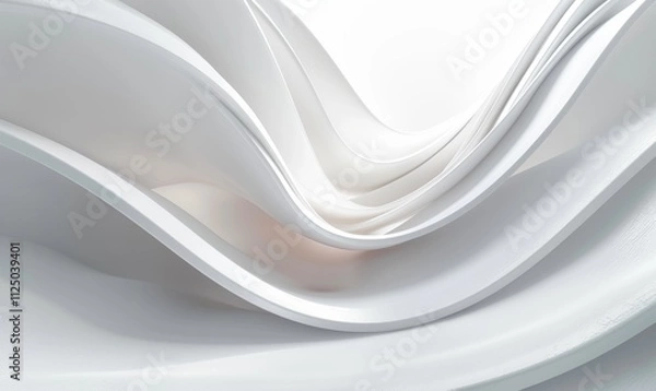 Fototapeta 白色曲线流动未来时尚抽象流畅背景