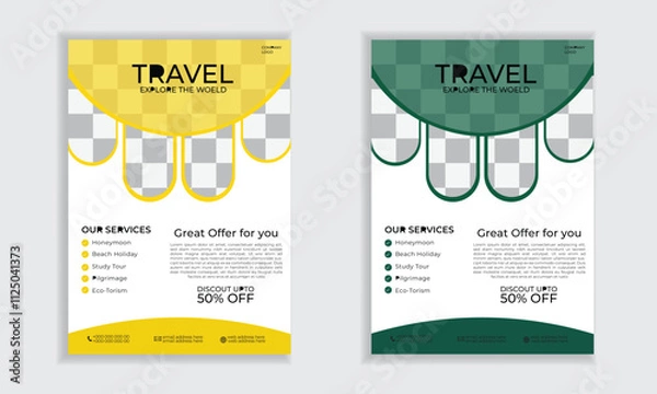Obraz Simple modern corporate travel poster or travel flyer template layout design for print