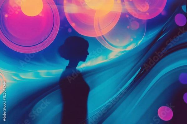 Fototapeta a person standing in front of a colorful background
