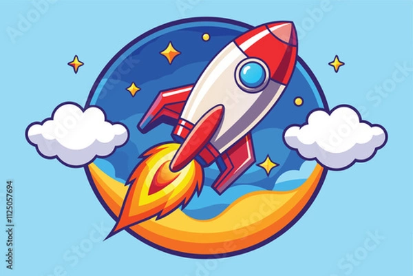 Obraz cartoon rocket, space rocket launch. vector design illustration