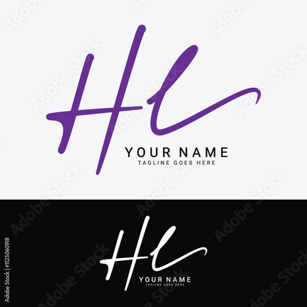 Fototapeta H, L, HL Initial letter logo. Alphabet HL Handwritten Signature logo