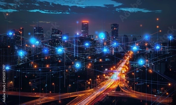 Obraz 互联网科技大数据网络智慧城市背景
