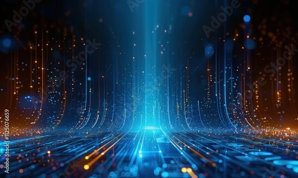 Fototapeta 光流数据流线蓝色科技动感信息化背景