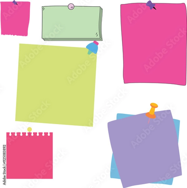 Fototapeta A collection of sticky notes and papers in pastel tones, perfect for creative designs and organizational concepts