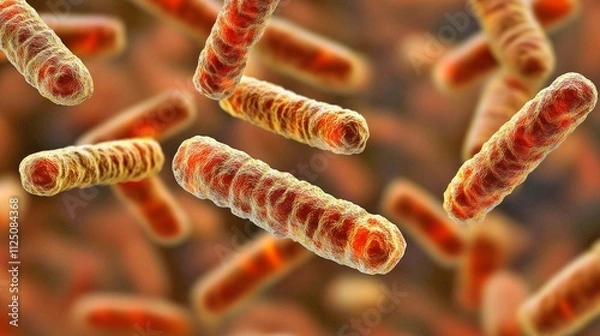Fototapeta Cluster of Bacillus subtilis Bacteria in Nutrient Broth Culture Microscopic Image