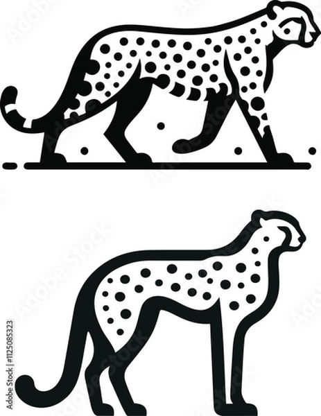 Fototapeta Simple and Minimalist Cheetah Vector on White Background