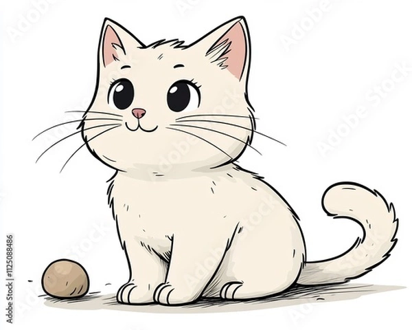 Obraz Adorable Kitten Cartoon for Whimsical Meme T-Shirt Design