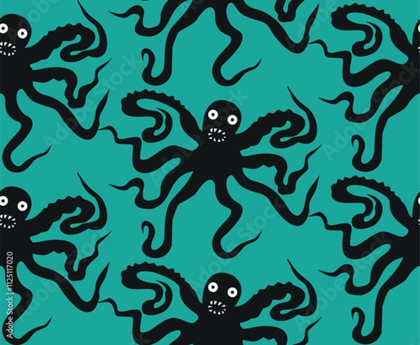 Obraz Seamless pattern with cartoon octopus