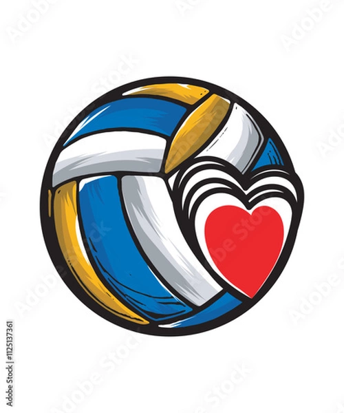 Obraz Volleyball Graphics Design With Love and Volleyball Vector for Light Background