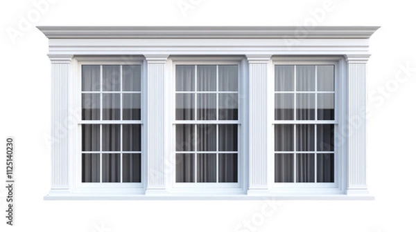 Fototapeta Soft sunlight filters through sheer curtain and window screen, creating a peaceful ambiance in tranquil room