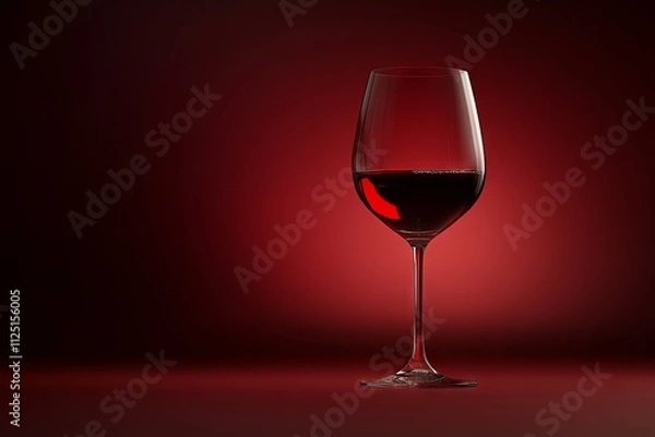 Obraz Red Wine Glass on a Gradient Red Background Commercial Photography AI generated illustration