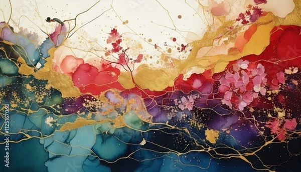 Obraz 日本的なカラーの抽象絵画