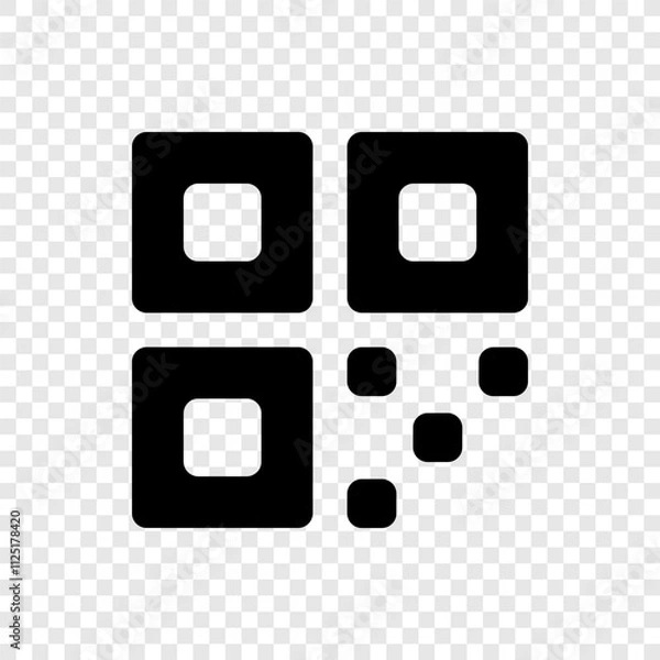 Fototapeta QR code simple icon. Flat design. Transparent grid