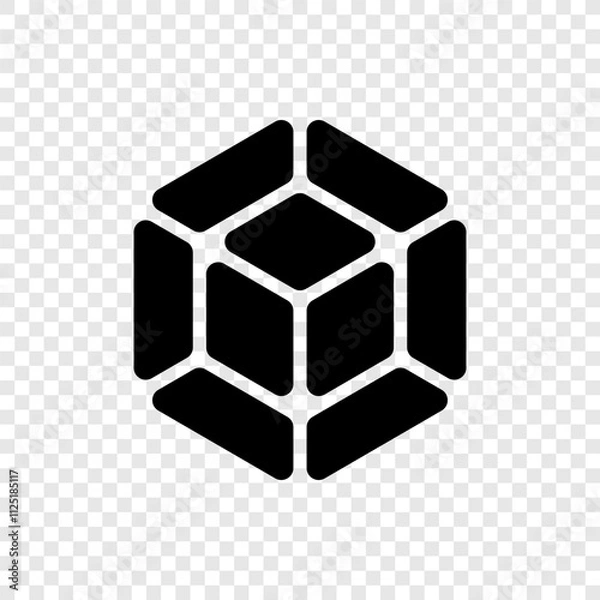 Fototapeta Cube, tesseract simple icon. Flat design. Transparent grid