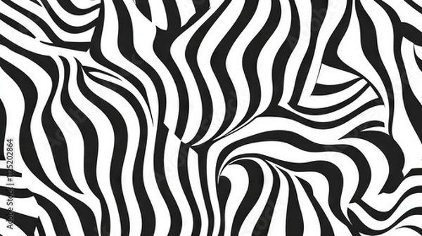 Fototapeta Geometric Black and White Vector Pattern with Optical Illusion AI generated illustration