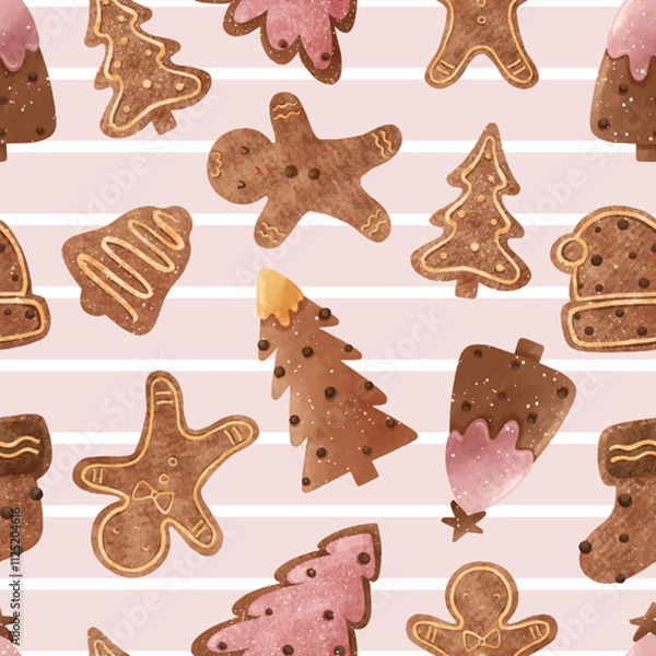 Obraz Joyful Winter and Christmas Seamless Pattern