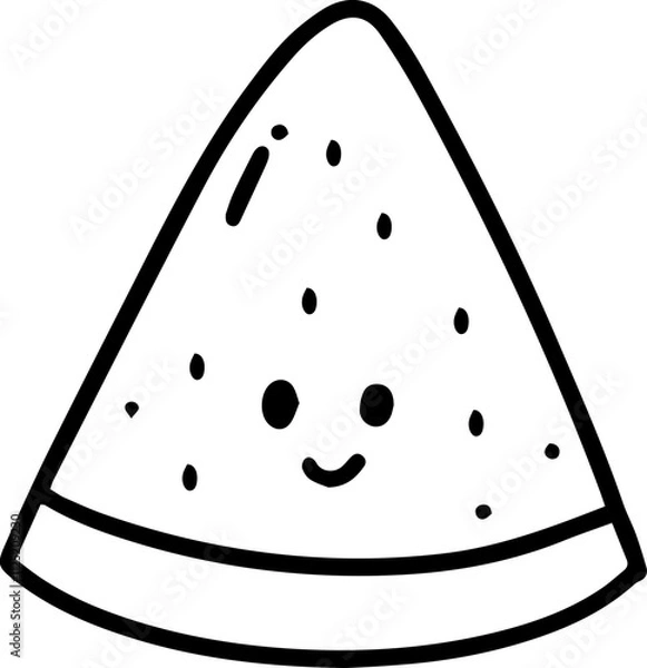Fototapeta watermelon slices Vegetable Fruit doodle line outline cartoon cute