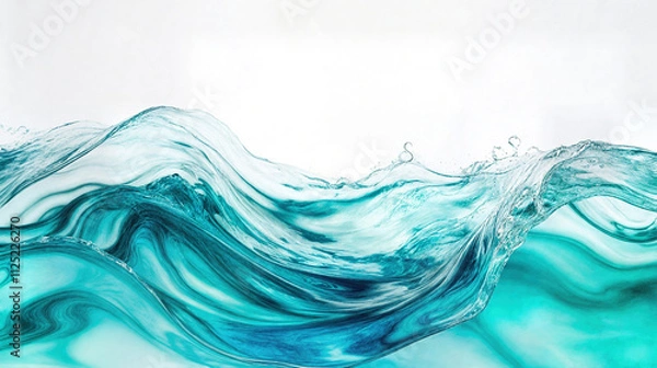 Fototapeta Turquoise Waves on White Background Design