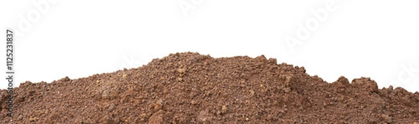 Obraz Pile of Brown Soil Texture on white background. png file. 