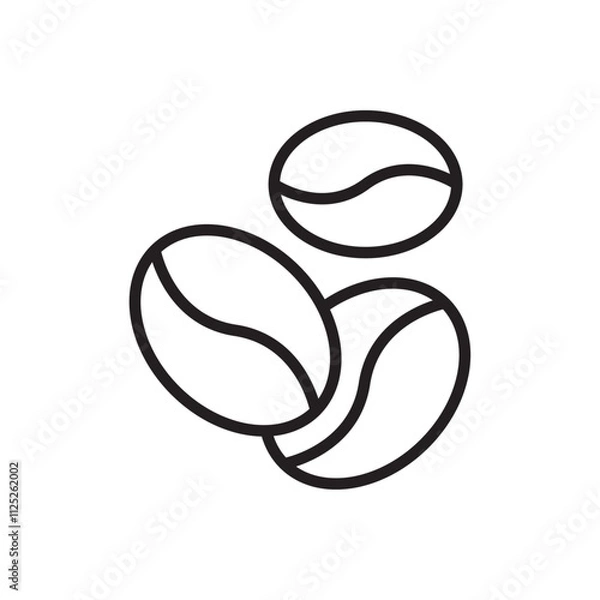 Obraz Coffee Bean icon Flat art in black and white isolated