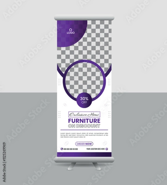 Fototapeta Modern corporate roll up banner design, Banner Layout design with stand, vector template