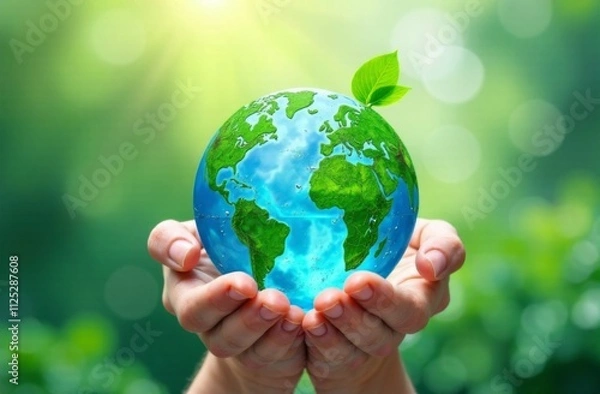 Obraz hand holding green earth