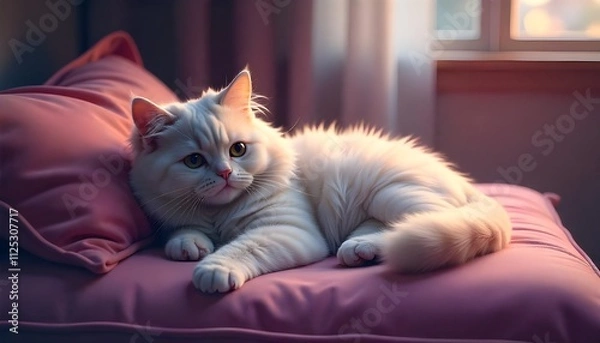 Obraz sleepy cat on bed