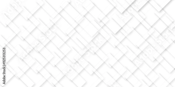 Fototapeta White floor tiles abstract layers smooth 3d shadow vector design wallpaper. Abstract floor tiles abstract layers smooth 3d shadow vector design. Abstract background with layers of textured	