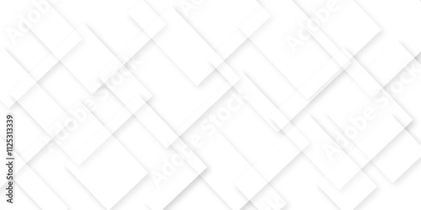 Fototapeta White floor tiles abstract layers smooth 3d shadow vector design wallpaper. Abstract floor tiles abstract layers smooth 3d shadow vector design. Abstract background with layers of textured	