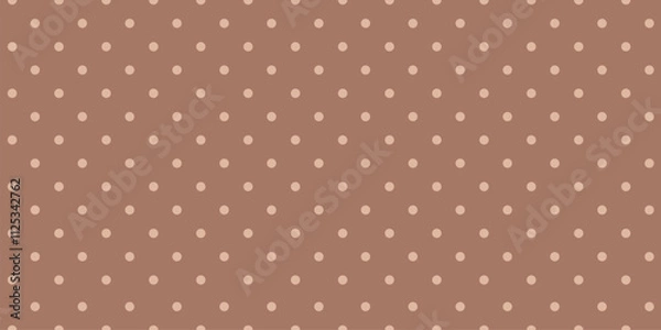 Fototapeta Polka dot seamless pattern, mocha mousse color circle repeat, geometric spot print. Abstract simple point background. Trendy colour 2025 year bg. Vector illustration