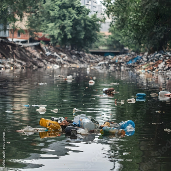 Fototapeta forest river pollution