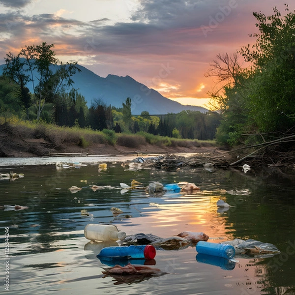 Fototapeta river pollution 