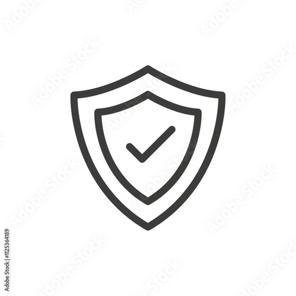 Fototapeta Shield check mark icon Simple outline vector logo