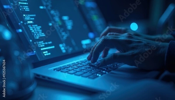 Fototapeta Dark mode cybersecurity analysis & detection