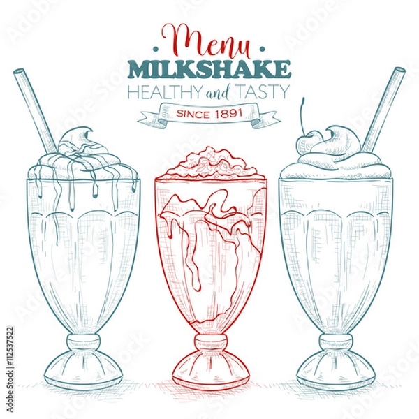Fototapeta Scetch milkshake menu